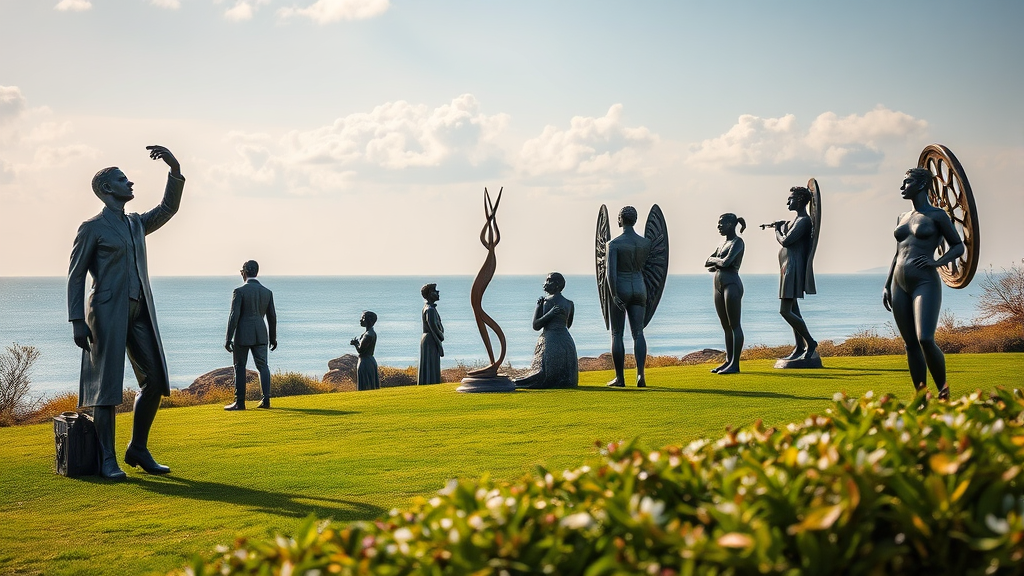 야외 조각공원 만끽하기 (realistic 스타일)