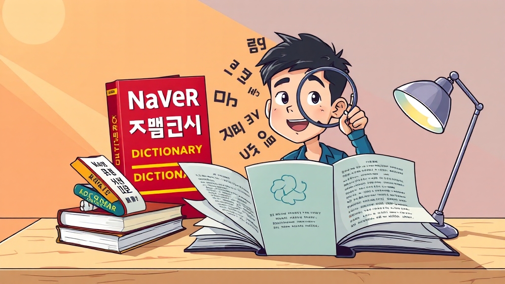 네이버 국어사전 주요 기능 (cartoon 스타일)