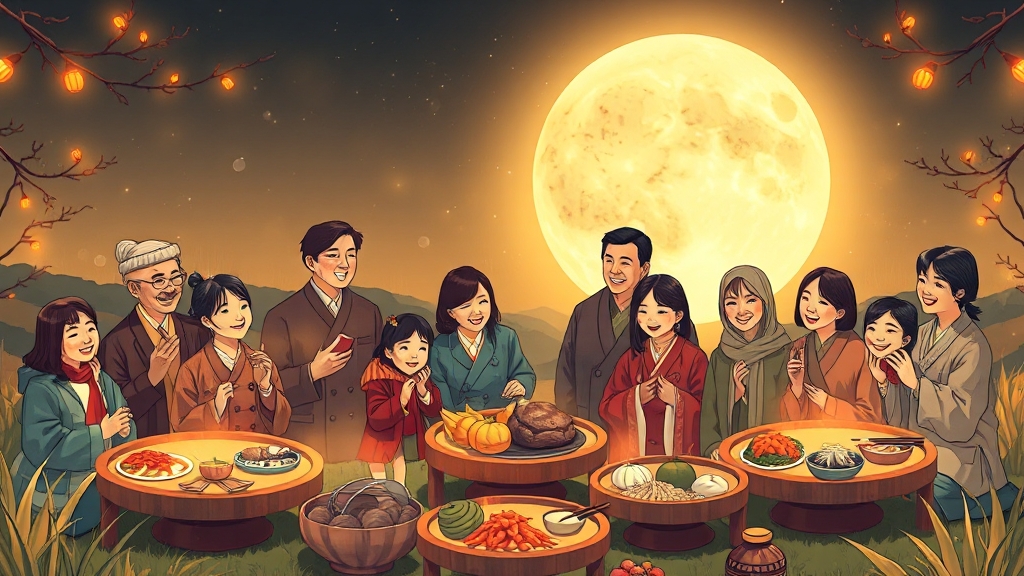 추석 인사말, 마음을 담아 (illustration 스타일)
