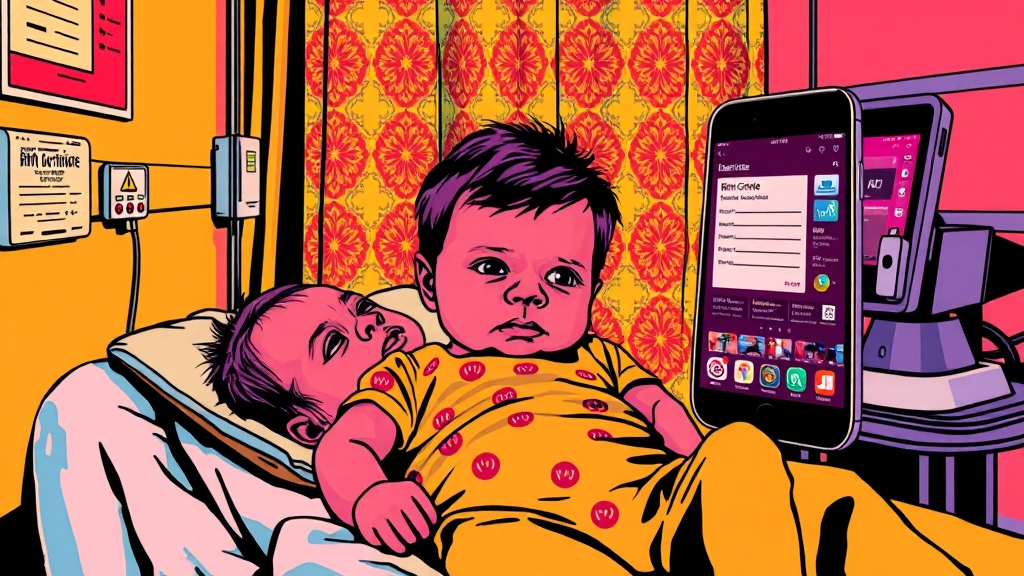 출생증명서, 어떻게 발급받을까요? (popart 스타일)