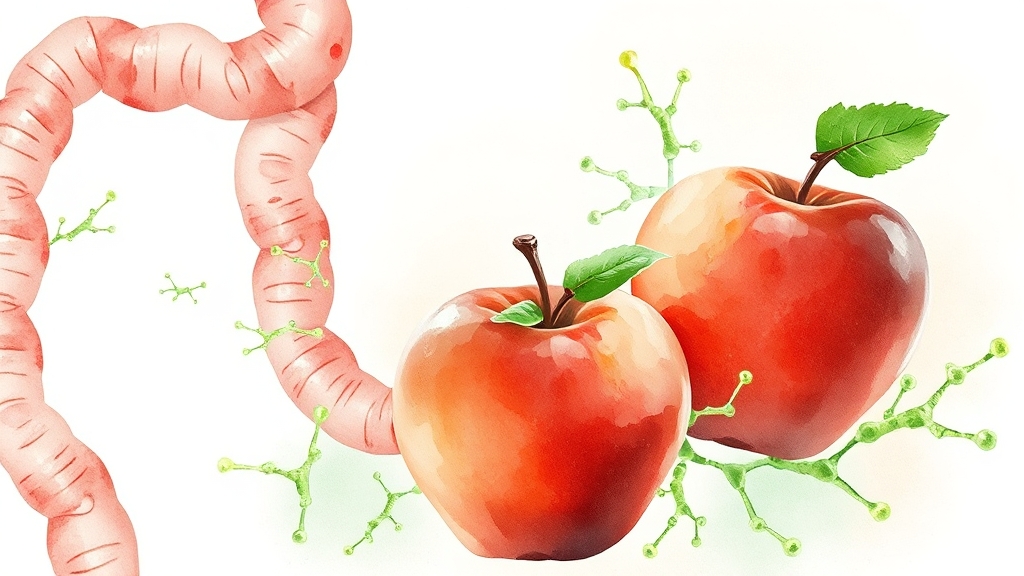 애사비의 주요 효능: 장 건강 개선 (watercolor 스타일)