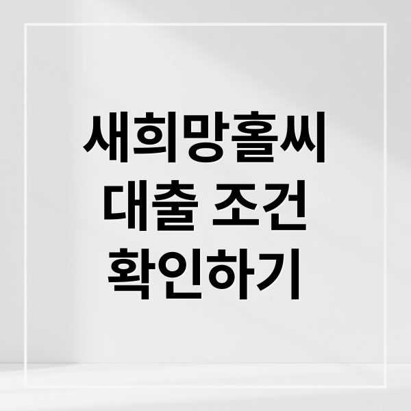 새희망홀씨
대출 조건
확인하기 (새희망홀씨 대출)
