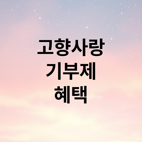 고향사랑
기부제
혜택 (고향사랑 기부제 세액공제 답례품)