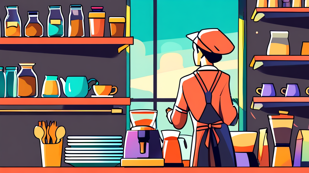 국비지원 바리스타 자격증 취득 후 진로 탐색 (cartoon 스타일)