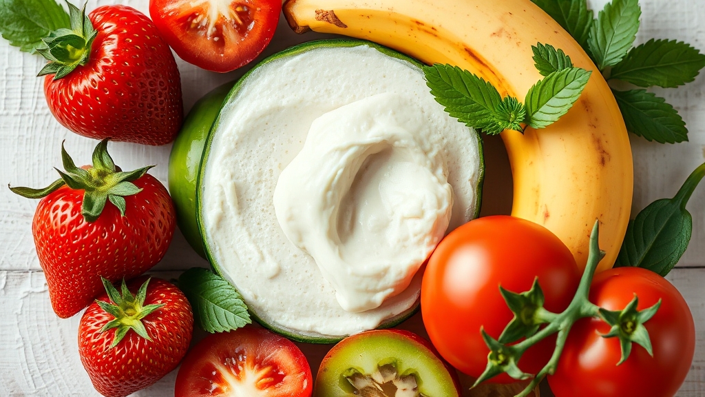 천연 마스크팩 종류 & 재료 (realistic 스타일)