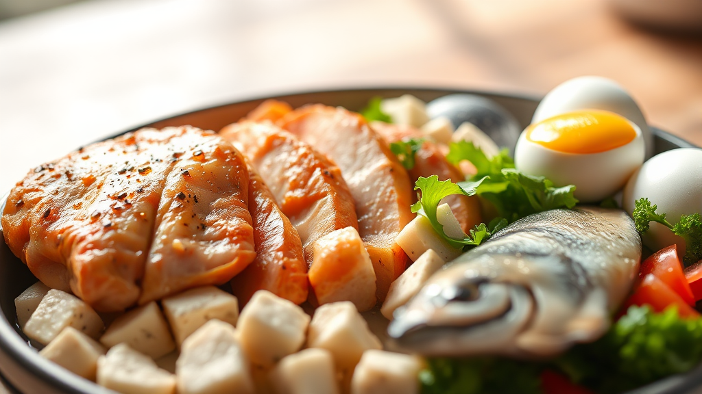 단백질 섭취량과 중요성 (realistic 스타일)