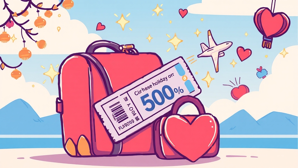 추석 항공권 50% 할인 기회 (cartoon 스타일)