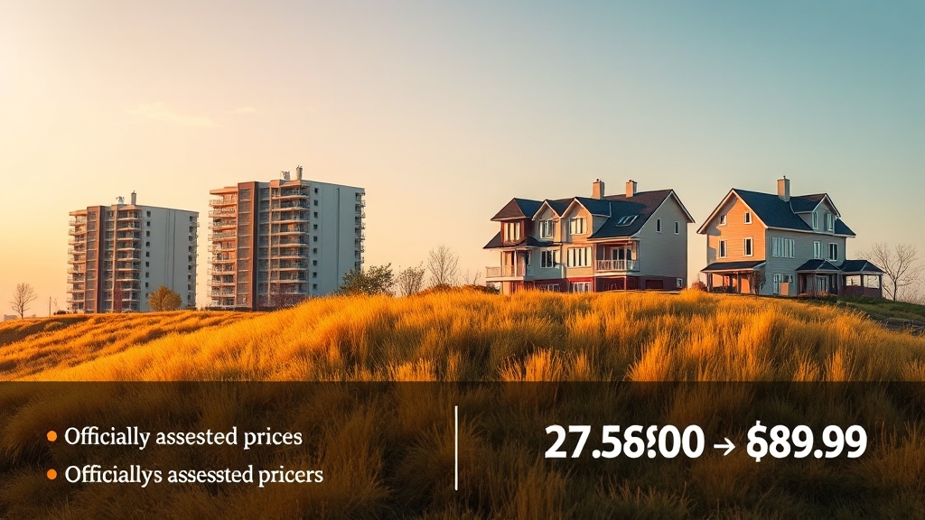 토지, 아파트, 주택 공시지가 차이 (realistic 스타일)
