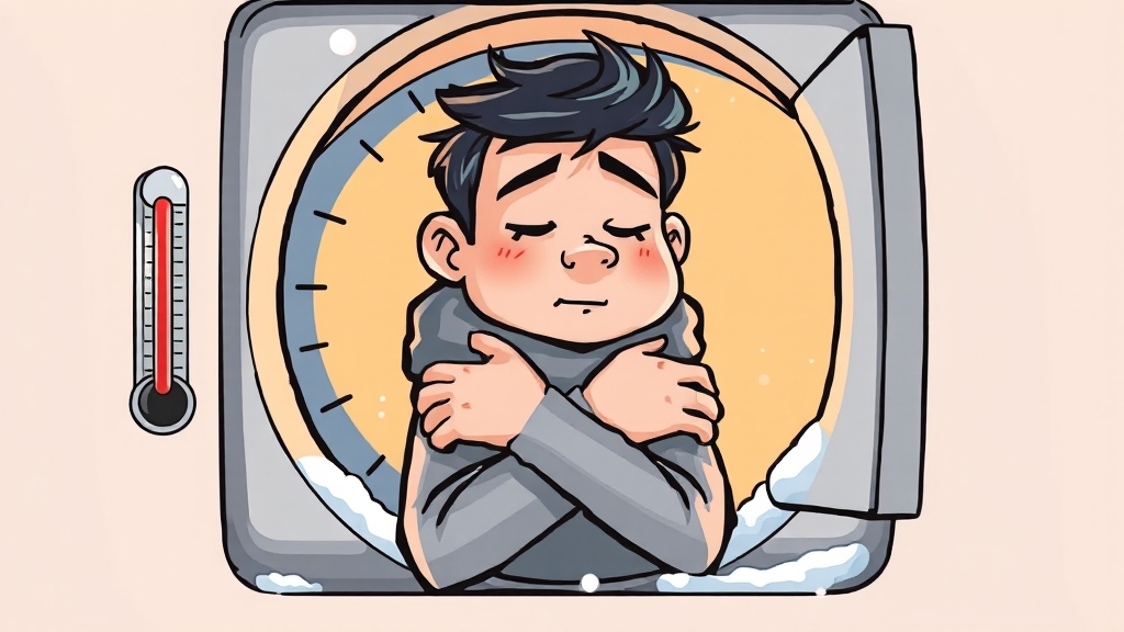냉방병 발생 원인과 위험 요인 (cartoon 스타일)