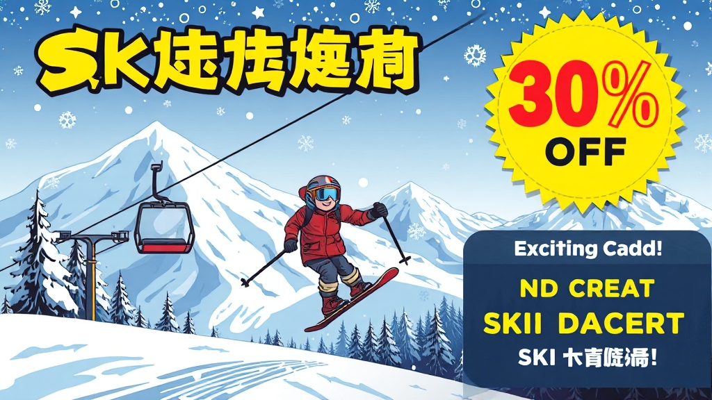무주 스키장 리프트권 할인 (cartoon 스타일)