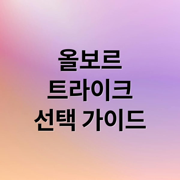 올보르
트라이크
선택 가이드 (올보르 트라이크)