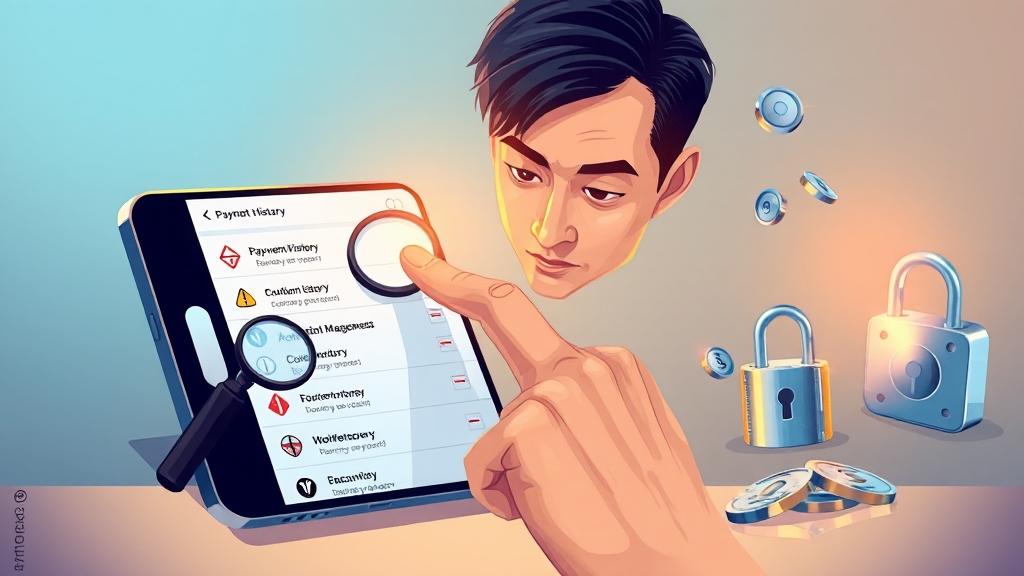 소액결제 이용 내역 확인 및 관리 (illustration 스타일)