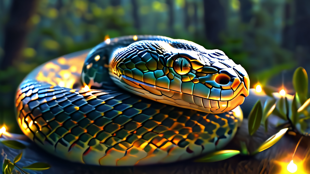 뱀 꿈 해몽: 색깔, 상황별 의미와 태몽 (realistic 스타일)