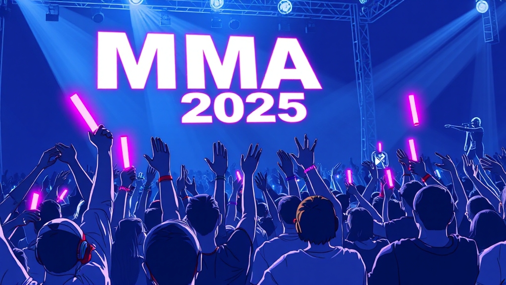 MMA 2025 팬 투표와 최애 응원 일러스트 (illustration 스타일)