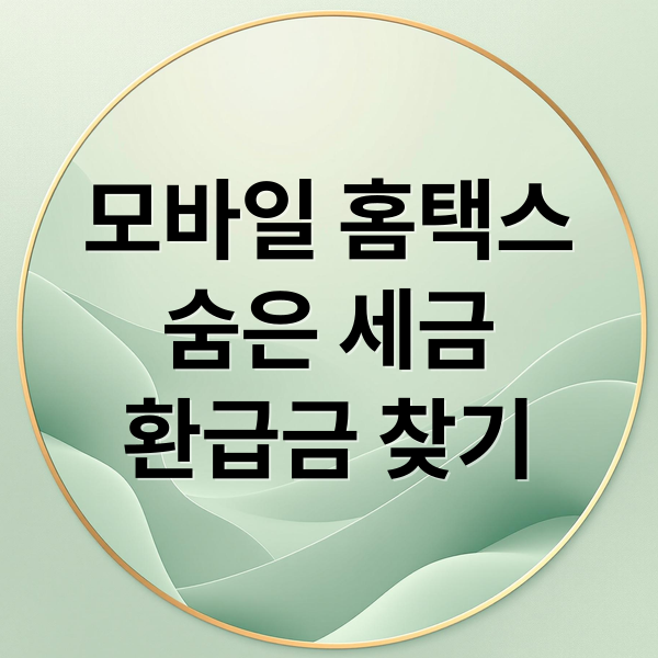 모바일 홈택스
숨은 세금
환급금 찾기 (모바일 홈택스 앱으로 환급금 1분 조회 2026년 최신 팁)