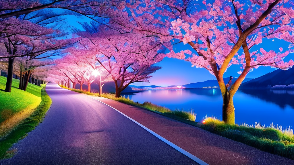 청풍호 벚꽃길: 그림 같은 풍경 속 드라이브 (realistic 스타일)