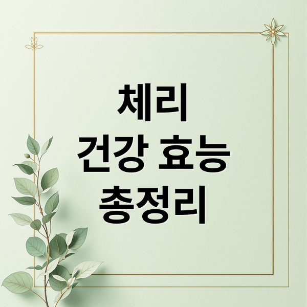 체리
건강 효능
총정리 (체리 한 알의 힘! 건강과 숙면을 위한 완벽 가이드)