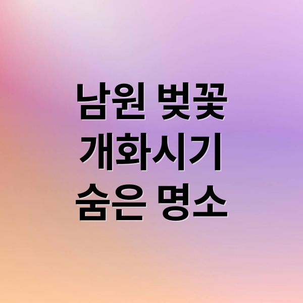 남원 벚꽃
개화시기
숨은 명소 (남원 벚꽃 개화시기 명소)
