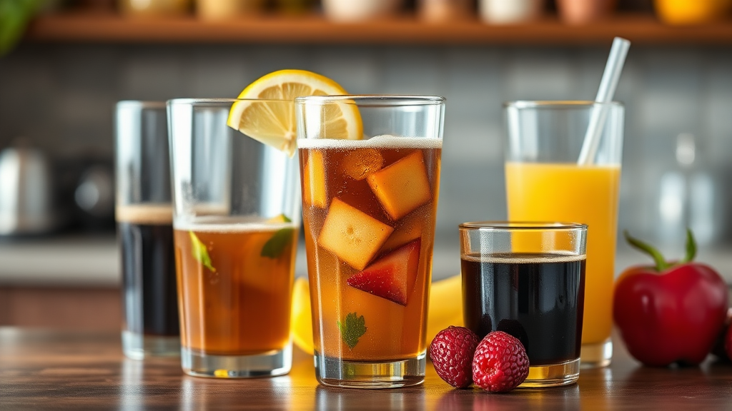 혈당을 높이는 피해야 할 음료 (realistic 스타일)