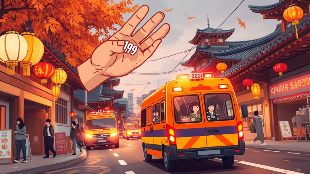응급 상황 발생 시 대처 요령 (cartoon 스타일)