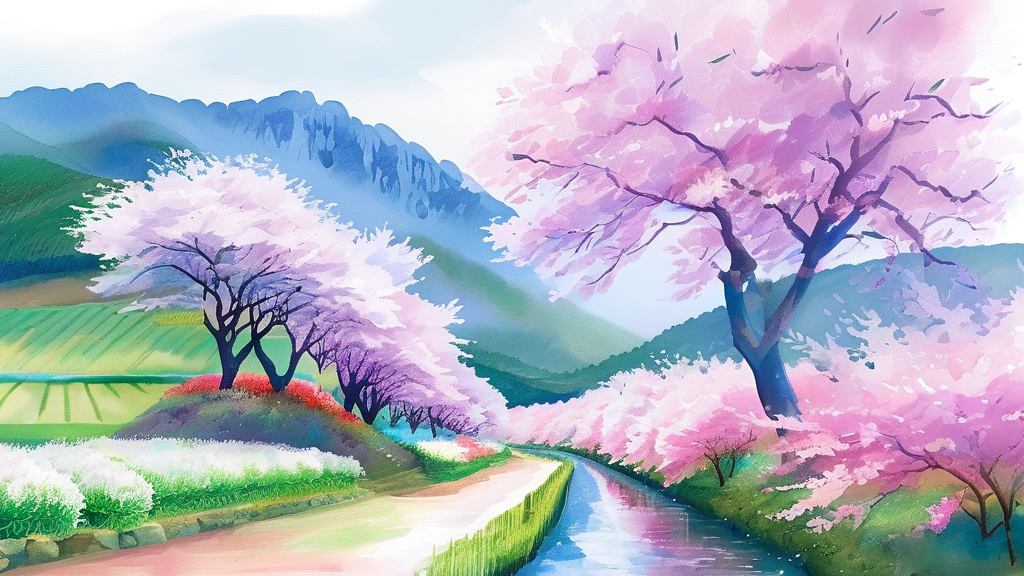 하동 매화 축제 vs 광양 매화마을: 나에게 맞는 선택은? (watercolor 스타일)