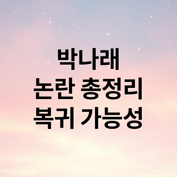 박나래
논란 총정리
복귀 가능성 (박나래)