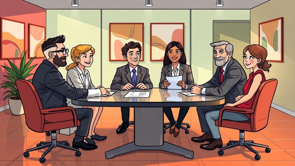 정책자금 융자 및 컨설팅 (cartoon 스타일)