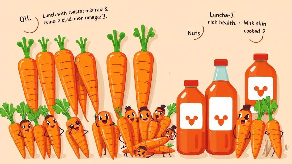당근 섭취 방법: 생으로? 익혀서? 🥕 (cartoon 스타일)