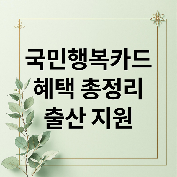 국민행복카드
혜택 총정리
출산 지원 (국민행복카드 발급 방법)