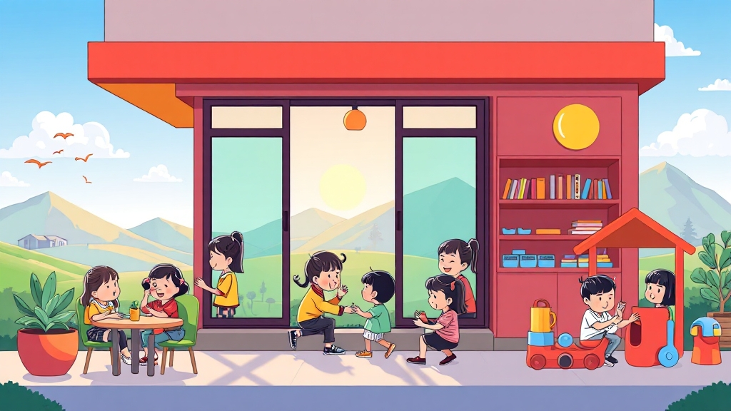 단지 설계 및 커뮤니티 시설 (cartoon 스타일)