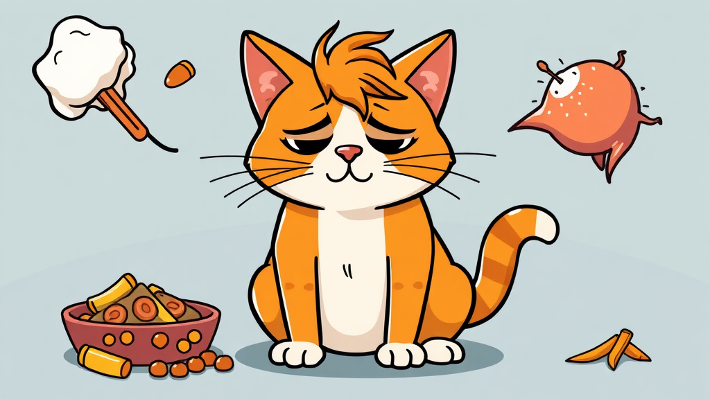 고양이 변비, 왜 발생할까요? (원인 분석) (cartoon 스타일)