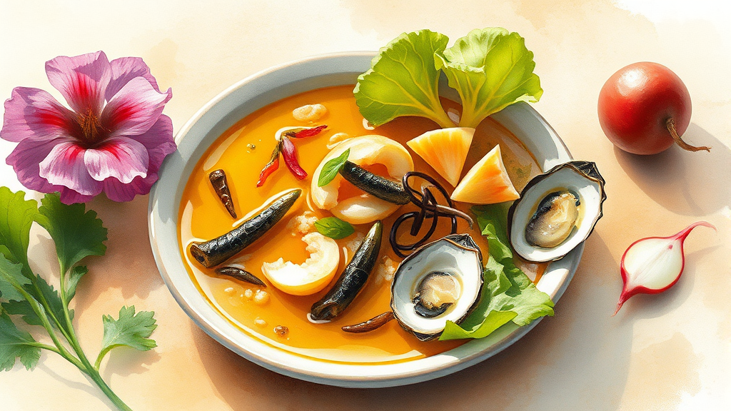 매생이국 황금 육수 비법 공개 (watercolor 스타일)