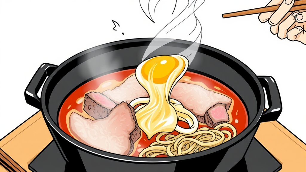 스키야키 맛있게 먹는 법 (illustration 스타일)