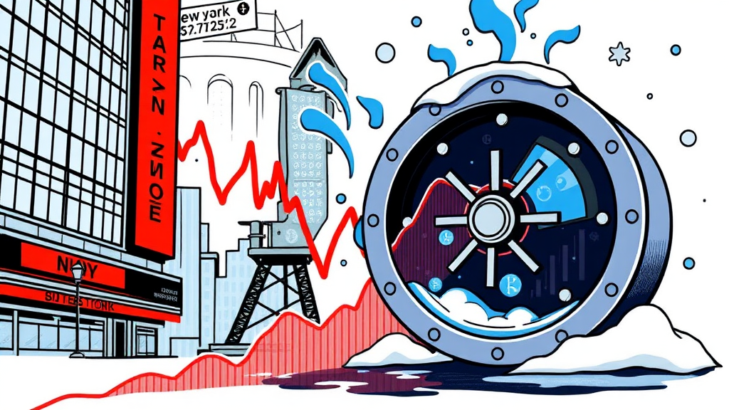 뉴욕 증시 혼조세, 국제 유가 급락 (illustration 스타일)