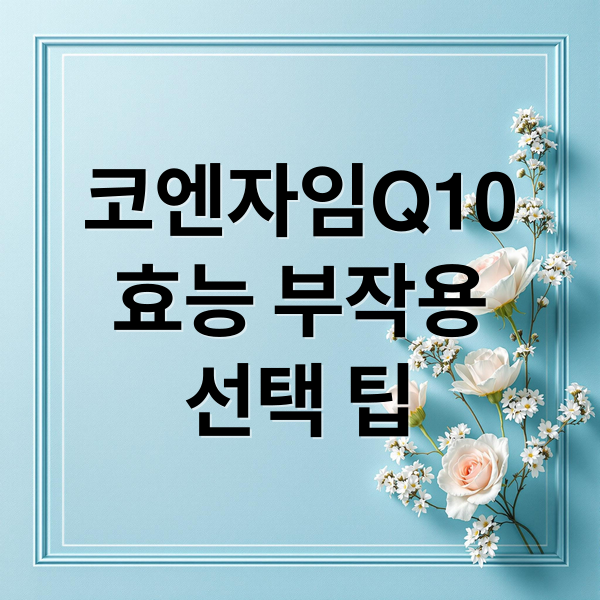 코엔자임Q10
효능 부작용
선택 팁 (코엔자임Q10 효능 부작용)