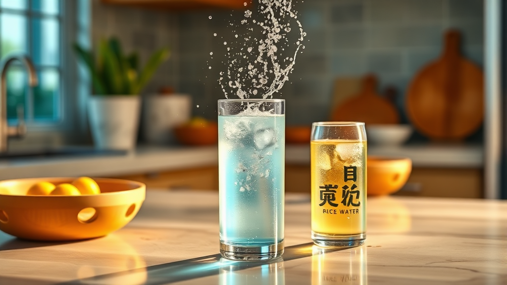 친환경 주방 청소, 소주와 쌀뜨물의 놀라운 효과 (realistic 스타일)