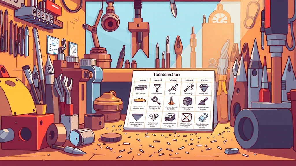 가공 재료에 따른 절삭 공구 선택 가이드 (cartoon 스타일)