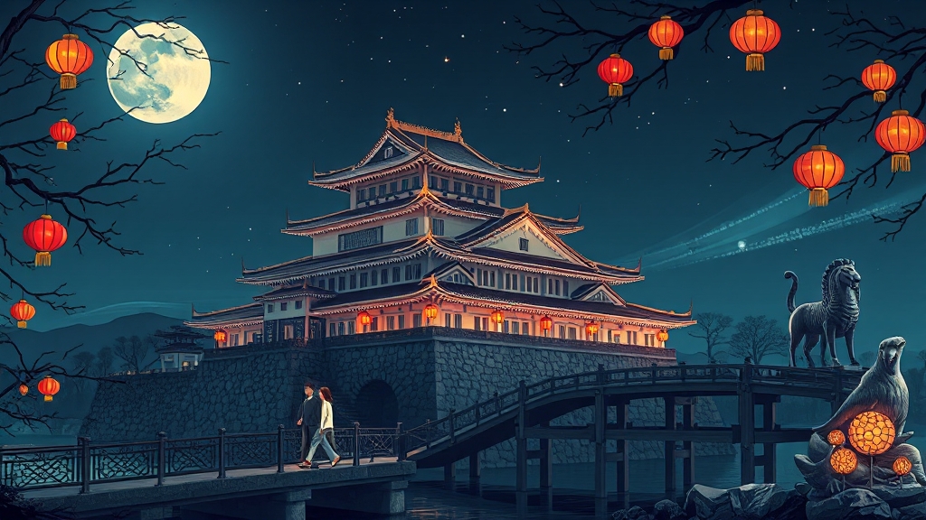 행사장, 부교, 진주성 탐방 (illustration 스타일)