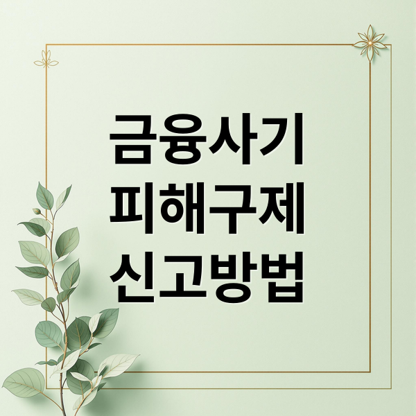 금융사기
피해구제
신고방법 (금융사기 피해구제 신청 절차)