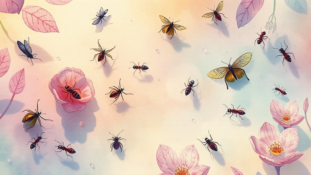 벌레 종류별 꿈 해몽 (watercolor 스타일)