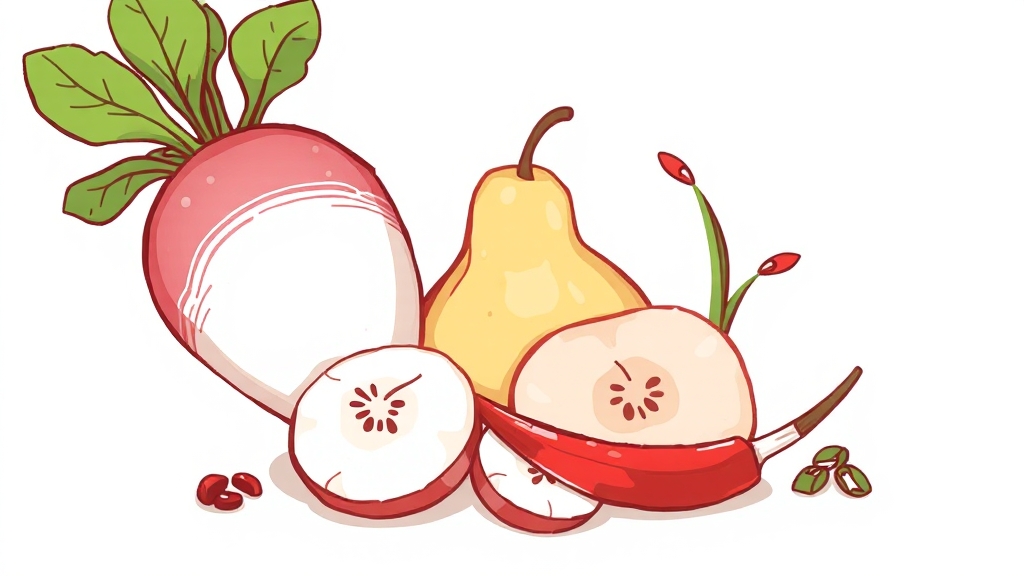 동치미 재료 준비 (illustration 스타일)