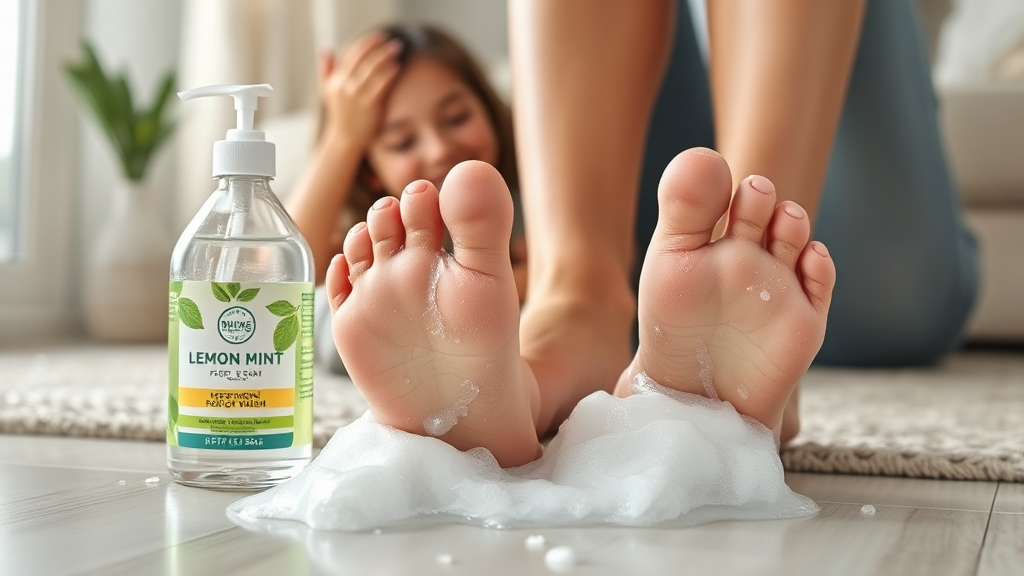 발 냄새 고민, 풋샴푸로 해결했어요 (realistic 스타일)