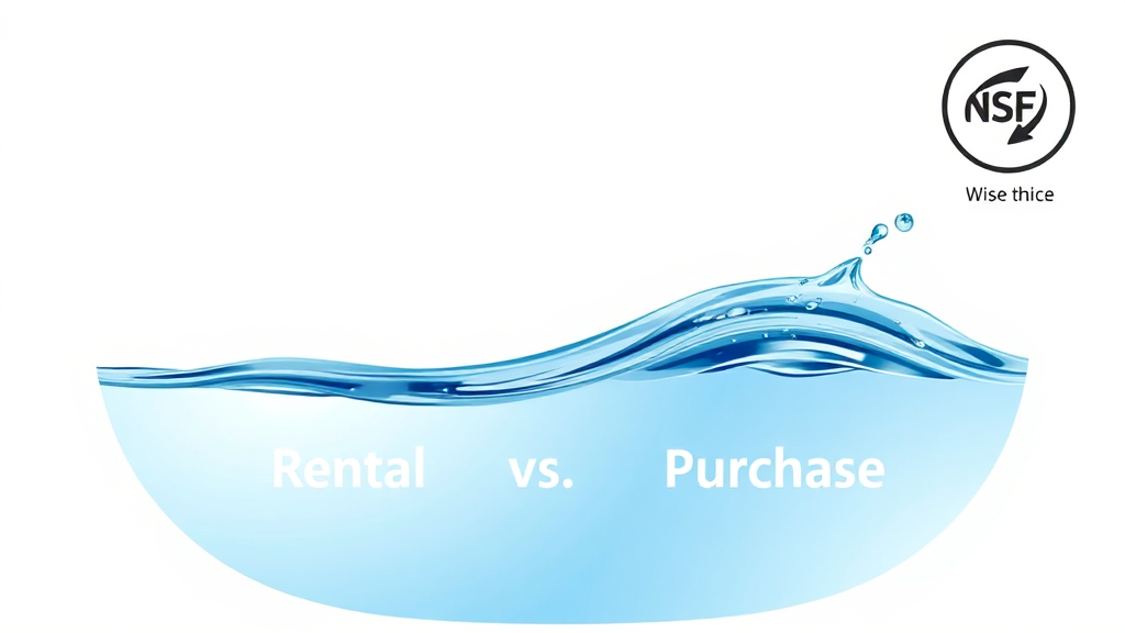 정수기 필터 시스템 비교: 렌탈 vs 구매 (illustration 스타일)