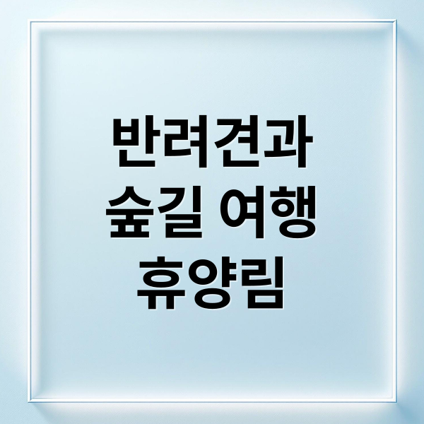 반려견과
숲길 여행
휴양림 (반려견 동반 국립 자연휴양림)