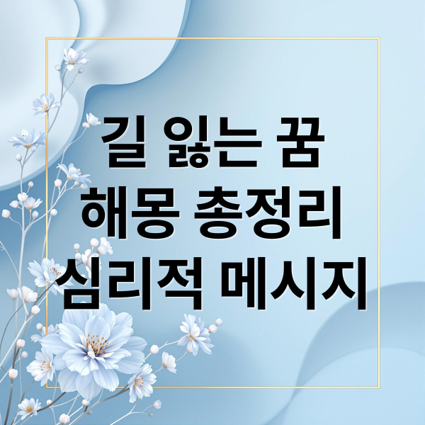 길 잃는 꿈
해몽 총정리
심리적 메시지 (길 잃는 꿈 해몽)