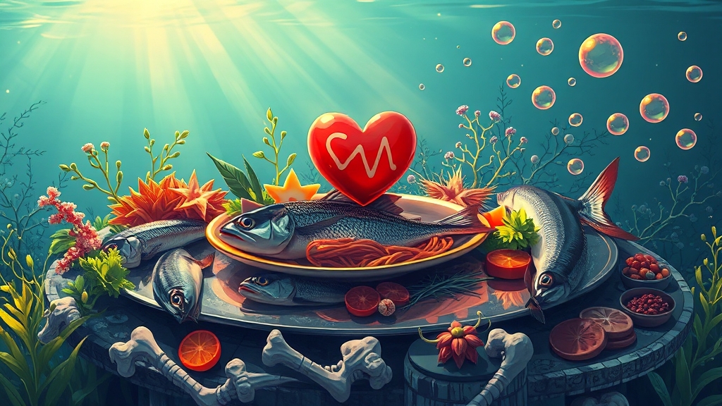 생선과 해조류, 오메가3 효능 (illustration 스타일)