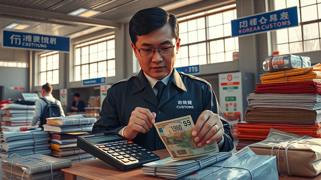 통관 절차 & 관세 계산 (realistic 스타일)