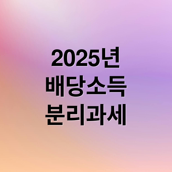 2025년
배당소득
분리과세 (배당소득 분리과세 정리)