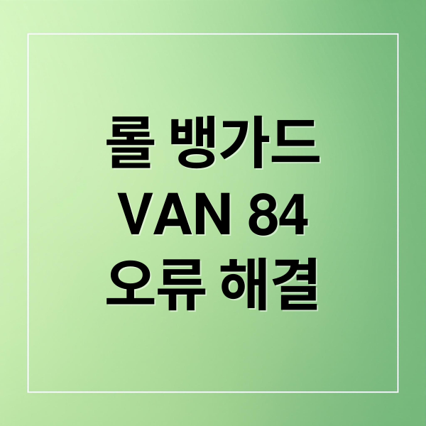 롤 뱅가드
VAN 84
오류 해결 (롤 뱅가드 오류)