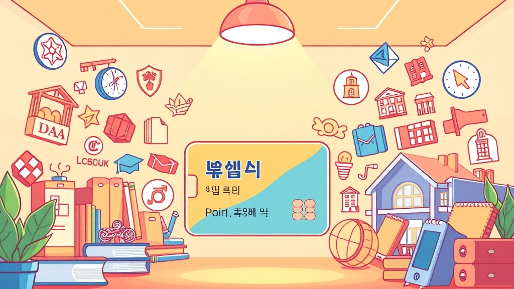 카드 발급 및 포인트 사용법 (cartoon 스타일)